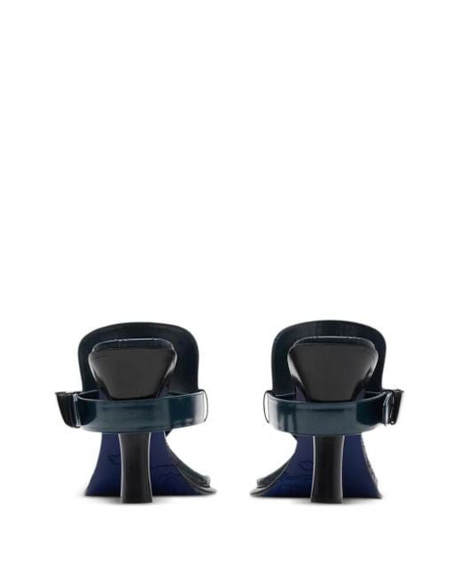 Burberry Black Leather Bay Sandals