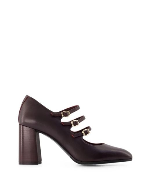 CAREL PARIS Brown Keel Flex Triple-Strap Pumps