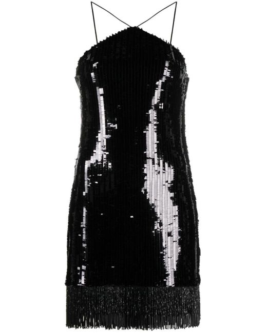 ‎Taller Marmo Black Pat Sequinned Mini Dress