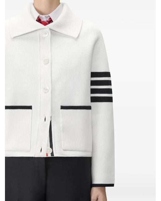 Thom Browne White 4-Bar-Stripe Jacket