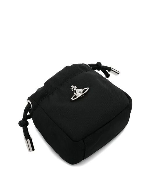 Vivienne Westwood Black Nano Hilary Orb-Detail Drawstring Mini Bag
