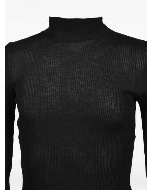Julius Black Ribbed High-Neck Sweater for men