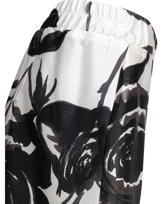 SLEEP NO MORE White Rose-Print Silk Trousers
