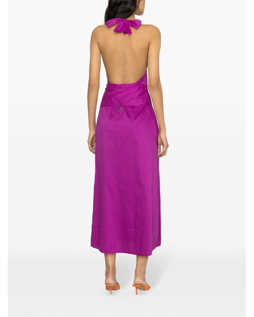Liu Jo Purple Halterneck Poplin Midi Dress