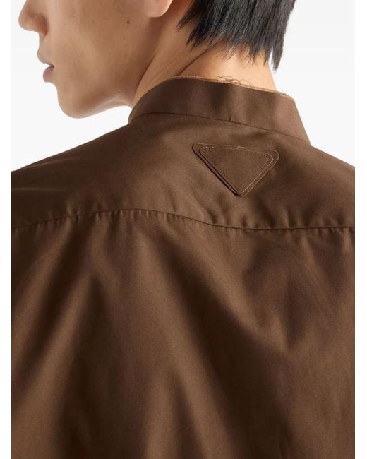 Prada Brown Chest-Pocket Collared Shirt for men