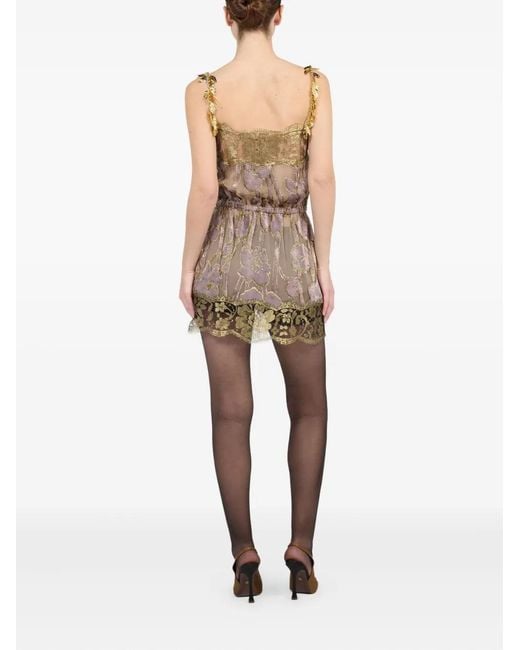 Roberto Cavalli Multicolor Blumenmuster-Kleid Mit Blattriemen