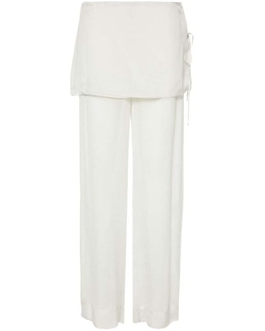 Paloma Wool White Layered Silk Palazzo Pants