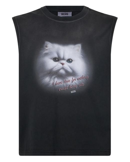 Gcds Black Cat Boxy Tank Top