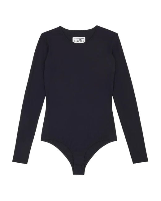 MM6 by Maison Margiela Blue Long-Sleeve Jeans Bodysuit