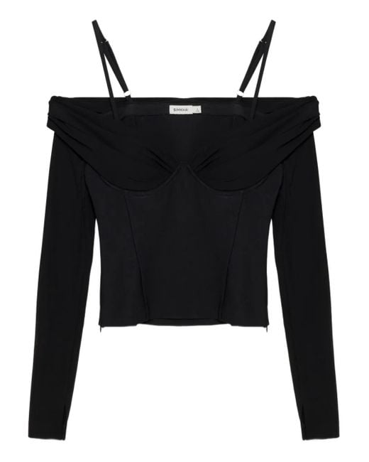 Jonathan Simkhai Off-Shoulder Top in het Black
