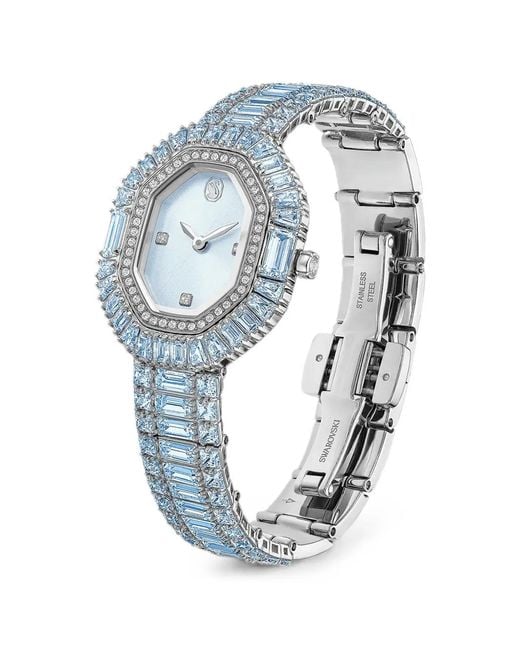 Swarovski Blue Matrix Crystal-Embellished Octagonal 30Mm Watch