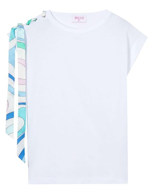 T-shirt con stampa Marmo di Emilio Pucci in White