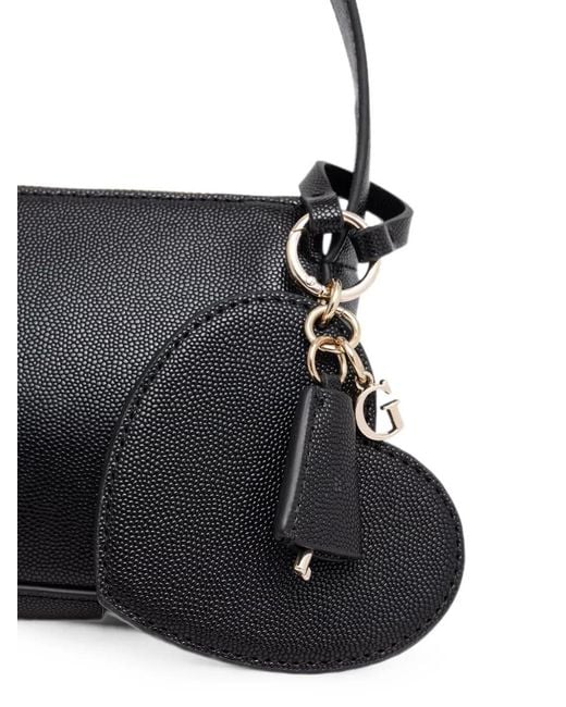 Guess Black Isobel Logo-Plaque Heart-Charm Tote Bag