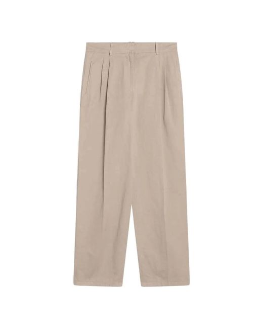 The Row Natural Pleated-Waistband Straight-Leg Trousers