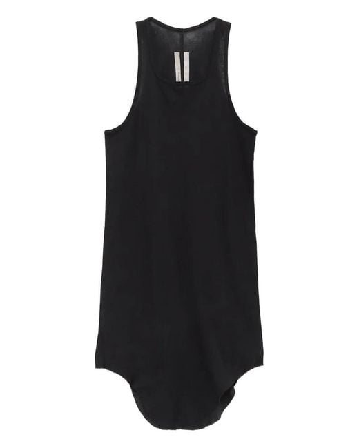 Rick Owens Black Sleeveless Cotton Tank Top With Rounded Hem