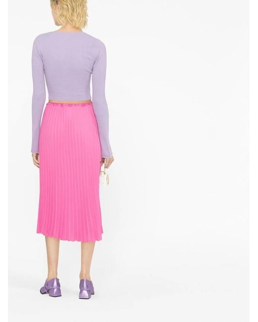 RED Valentino Pink High-Waisted Pleated Midi Skirt