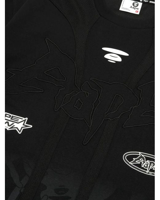 Aape By A Bathing Ape Black Logo-Embroidered Camouflage-Print T-Shirt for men