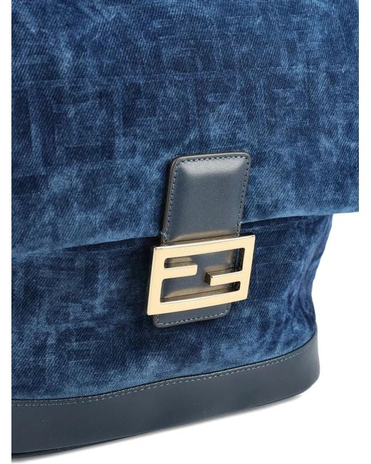 Fendi Blue Logo-plaque Backpack