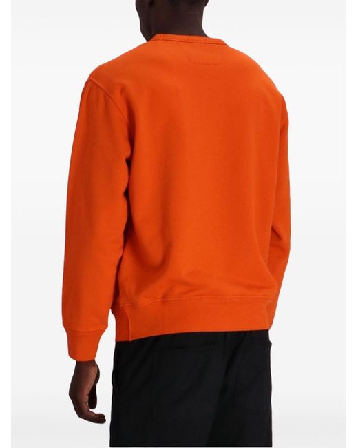 C P Company Orange Terrycloth-logo Cotton Sweatshirt for men