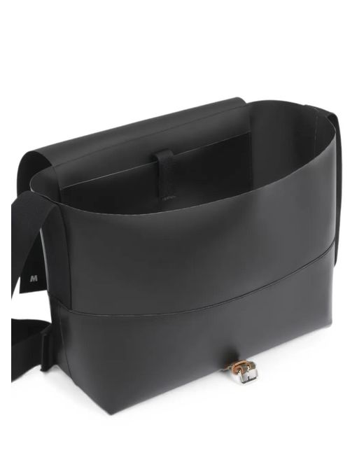 Marni Black Logo-Print Buckle-Fastening Messenger Bag for men