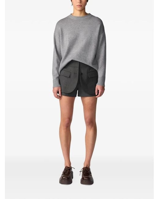 Monse Gray Tailored Jacket-Front Shorts