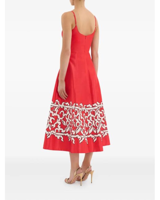Rebecca Vallance Red Sundia Pattern Midi Dress