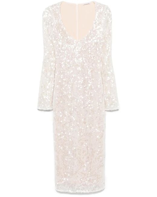 Robe Mi-Longue À Ornements De Sequins Patrizia Pepe en coloris White