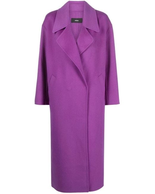 Arma Purple Double-breasted Wool Maxi Coat