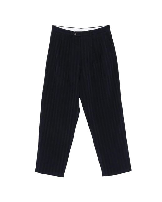 LC23 Blue Pinstripe-Pattern Pleated Trousers for men