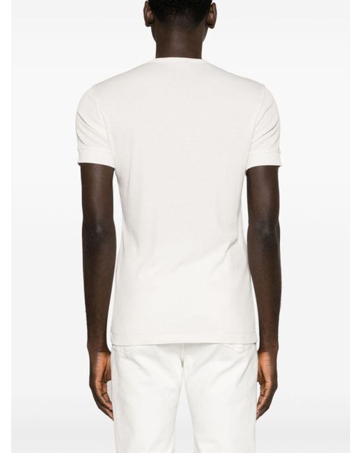 Tom Ford Ribgebreid T-shirt Met Knopen in het White voor heren