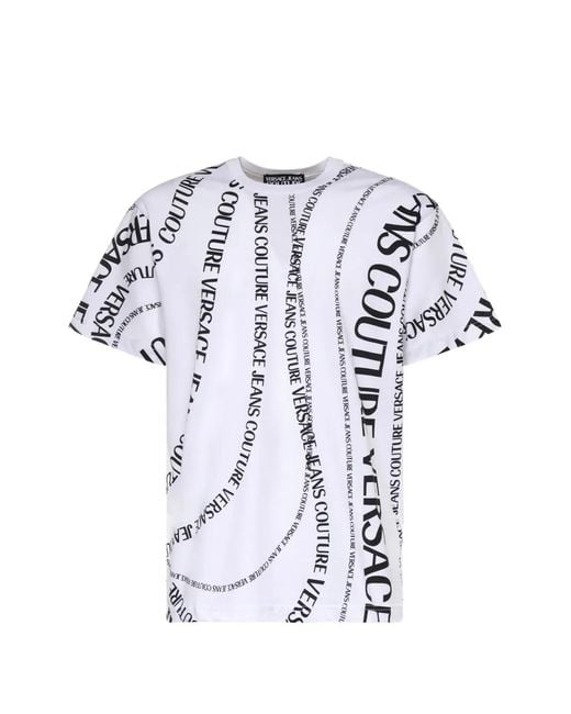 Versace Jeans Couture White Logo-Print T-Shirt for men