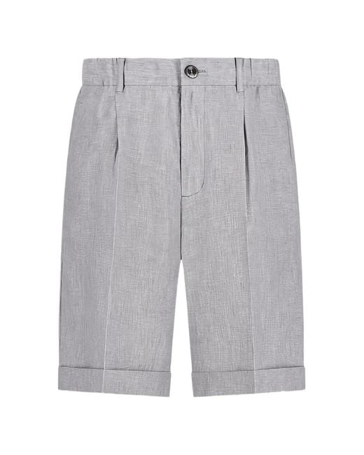 Herno Gray Pleated Turn-Up Shorts for men