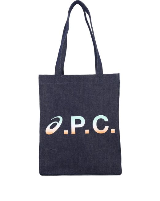 A.P.C. Blue X Asics Logo-Print Tote Bag