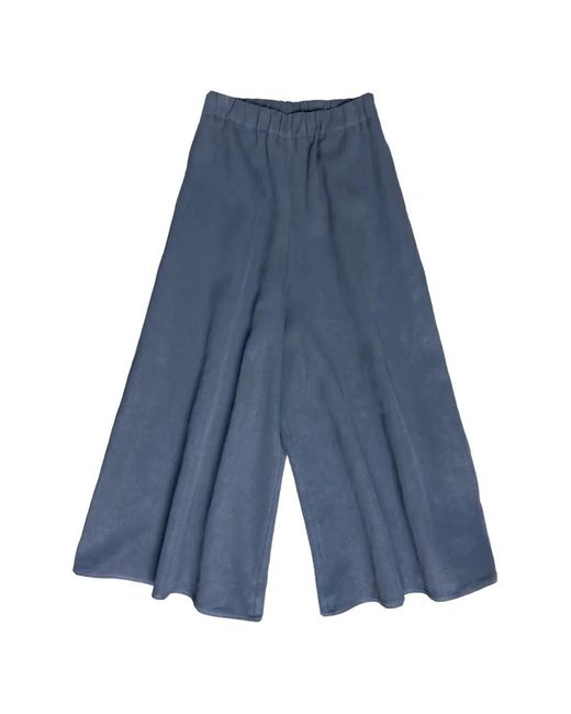 Dusan Blue Gaucho Elasticated-Waist Cropped Trousers