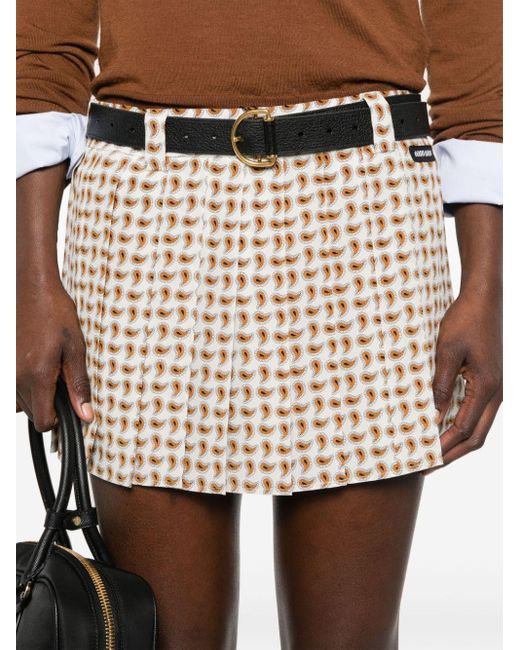 Minifalda plisada con motivo de cachemira Miu Miu de color Natural