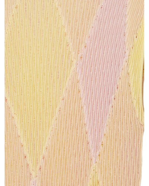 Burberry Natural Argyle Intarsia Knit Top