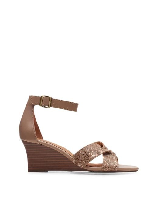 Clarks Brown Cielo Charm Wedge Sandals
