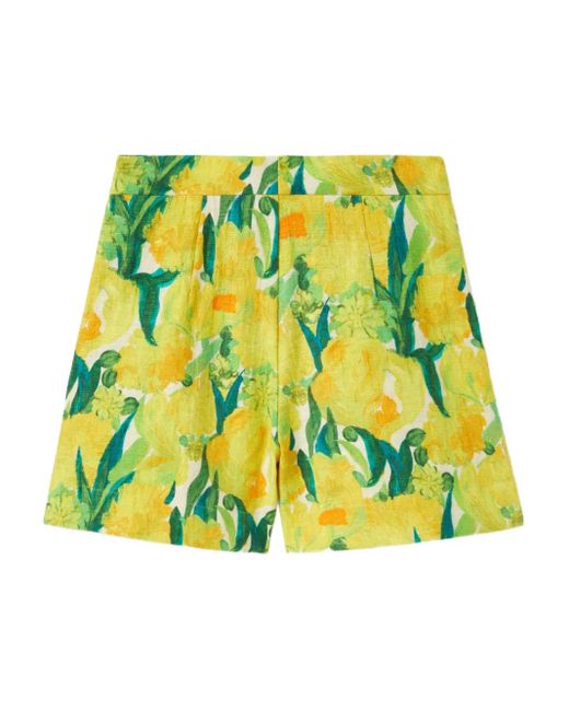 LaDoubleJ Yellow Good Butt Floral-Print Shorts