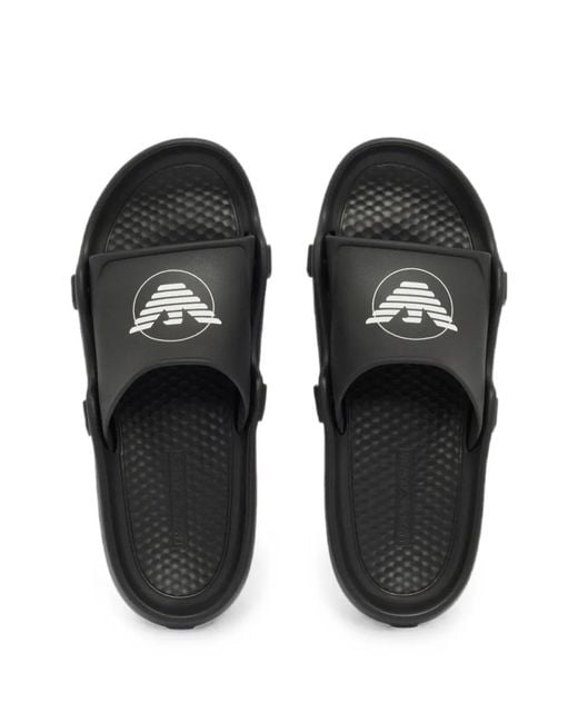 Emporio Armani White Logo-Print Slip-On Sandals for men