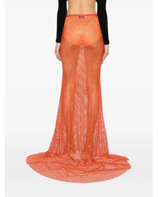 Falda larga con detalles de cristal GIUSEPPE DI MORABITO de color Orange
