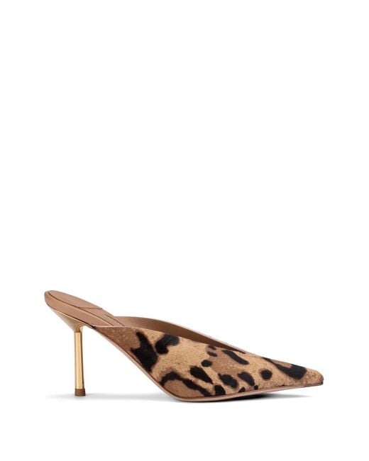 Le Silla Natural Clivage Leopard-Print Mules