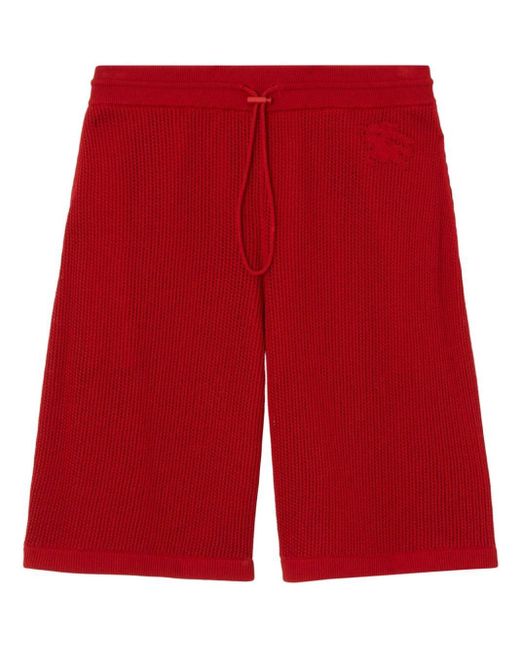 Burberry Red Equestrian Knight Mesh Shorts for men