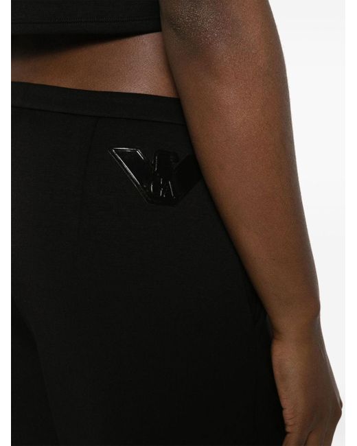 Emporio Armani Black Appliqué-logo Jersey Trousers