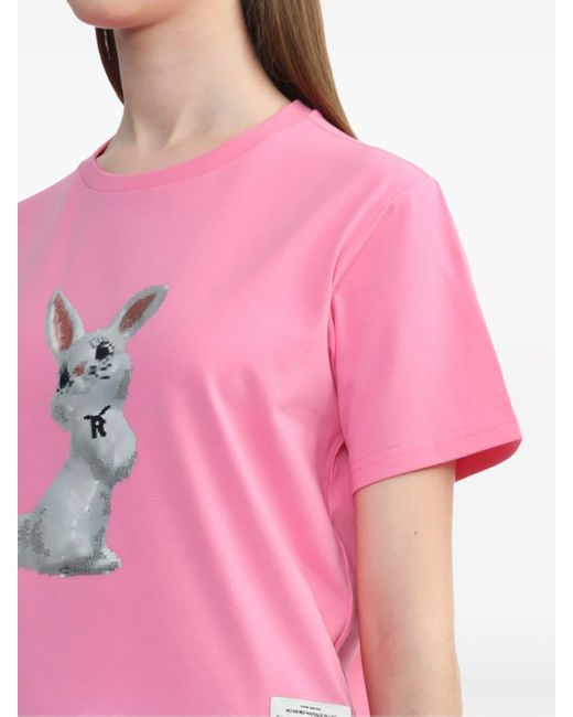 Izzue Pink Bunny-print Cotton T-shirt