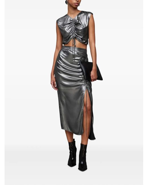 AllSaints Black Carla Side-Split Drawstring Skirt