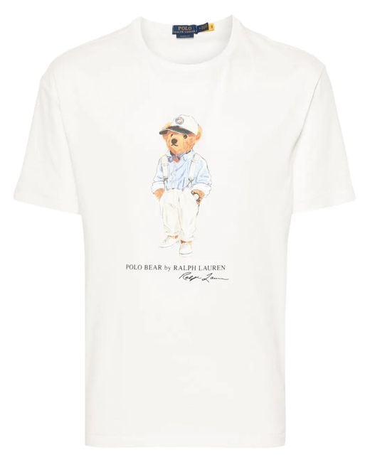Polo Ralph Lauren White Polo Bear Cotton T-Shirt for men