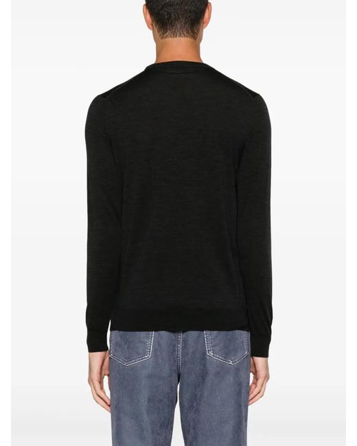 Kiton Black Wool Sweater for men