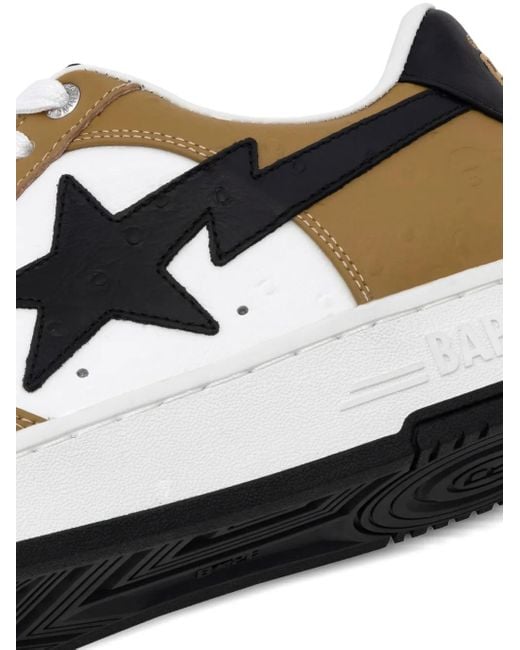A Bathing Ape White Bape Sta #3 M2 Leather Sneakers for men