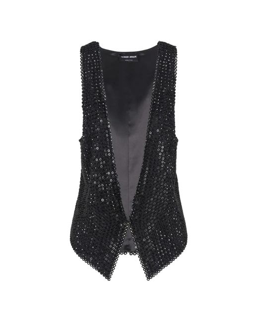Giorgio Armani Black V-Neck Embellished Waistcoat