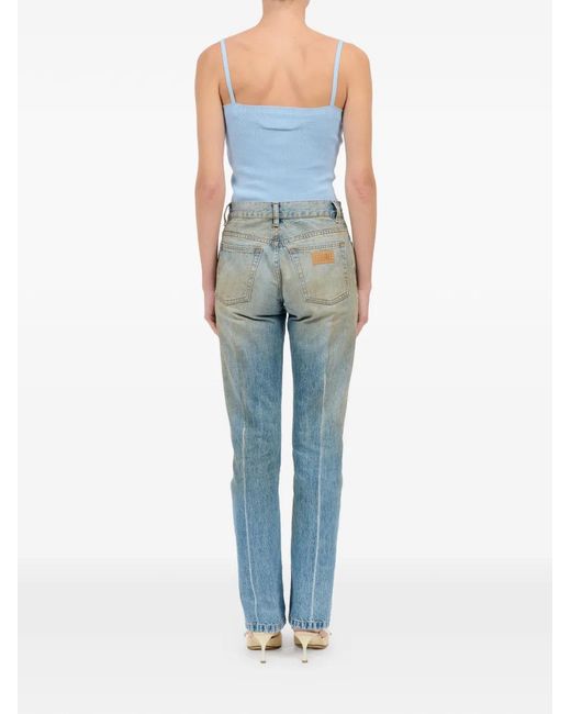 MM6 by Maison Margiela Blue Straight-Leg Five-Pocket Jeans